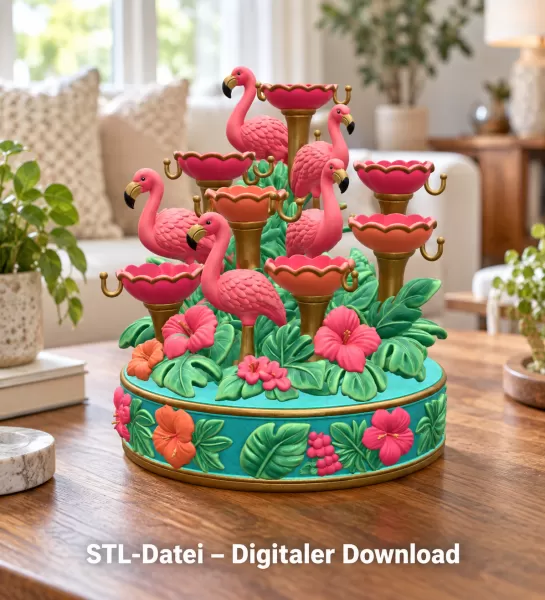 Flamingo Jewelry Organizer STL File for 3D Print - Model preview 2