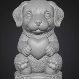 Cute Puppy Pendant — Heart Holding Figurine - Model thumbnail 1