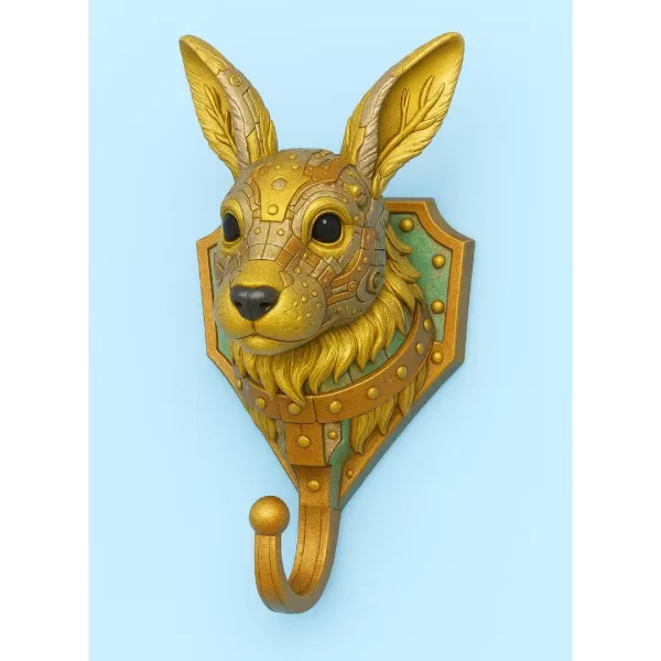 Steampunk Rabbit Wall Hook – 3D Printable STL - Model preview 1