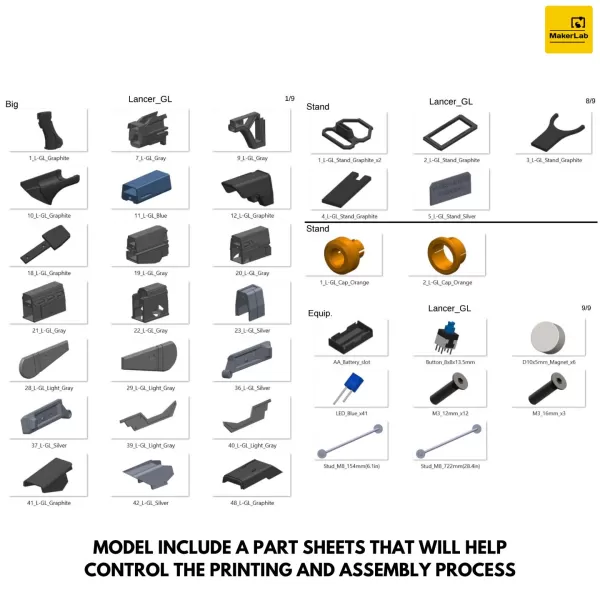 Lancer GL - Gears of War - Printable 3d model - STL files - Model preview 12