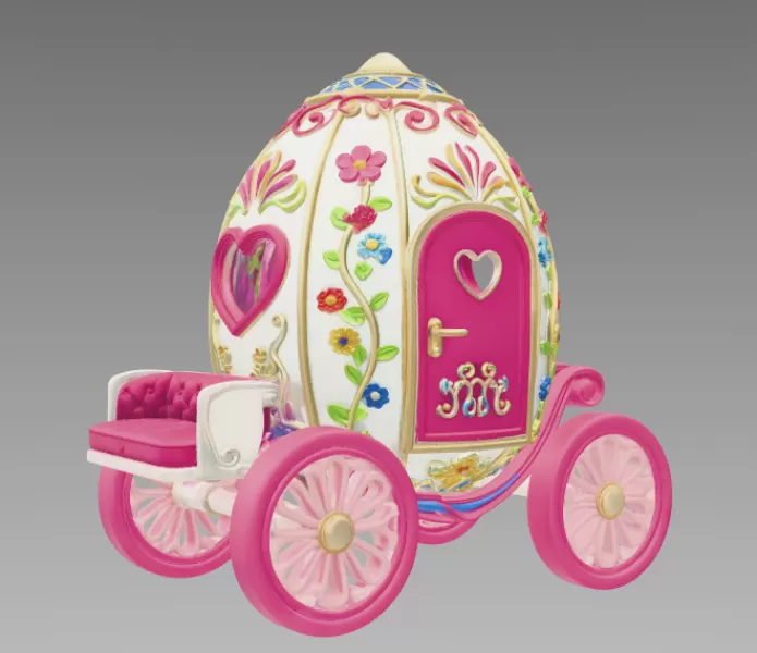 Royal Fantasy Egg Carriage – STL File 3D Printable - Model preview 3
