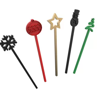 5 pcs. Christmas Drink Stirrers, Mini Bundle Party Decoration - Model thumbnail 3