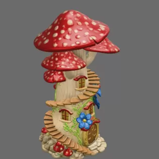 Enchanted Mushroom Tower STL File 3D Printable Fantasy Fairy Hou - Model thumbnail 5