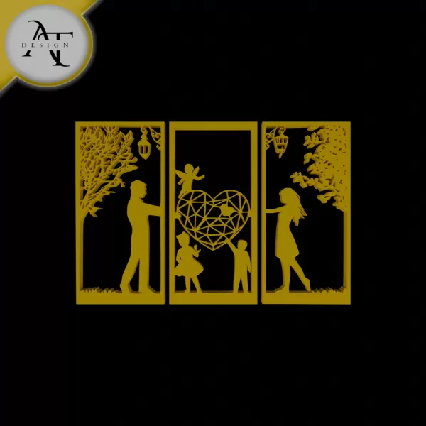 Family - Silhouette - 2D Wall Art Decor - Model preview 1