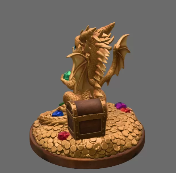 Treasure Guardian Dragon STL File 3D Print - Model preview 2