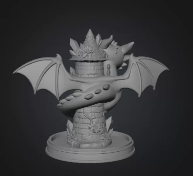 Tower Dragon Key or Jewelry Holder STL File for 3D Print - Model preview 13