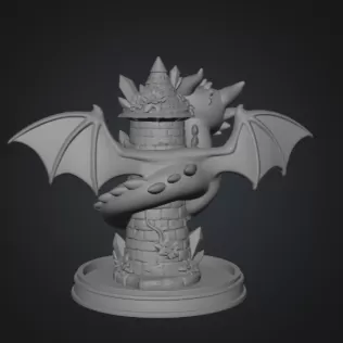 Tower Dragon Key or Jewelry Holder STL File for 3D Print - Model thumbnail 13