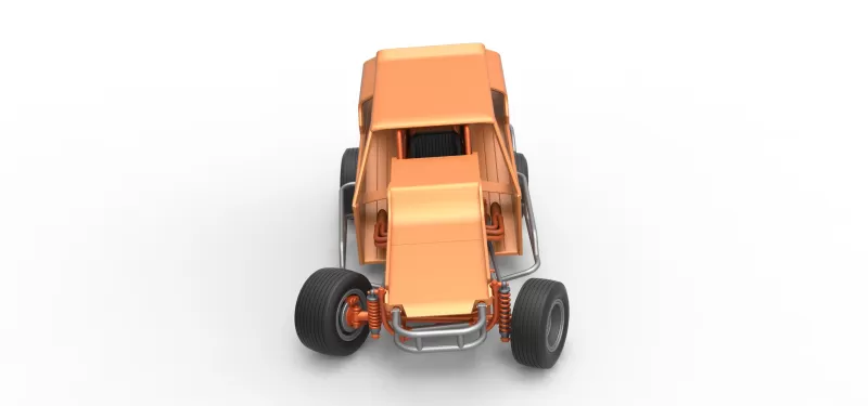 Vintage Dirt Modified stock car Version 3 while turning 1:25 - Model preview 8