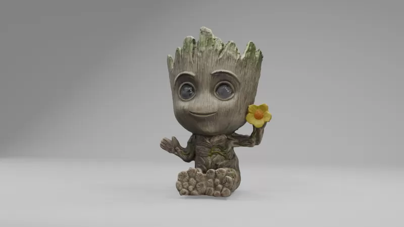 Grut 3D Model - Fantasy Cartoon Character Adorable Tree Spirit - Model preview 2
