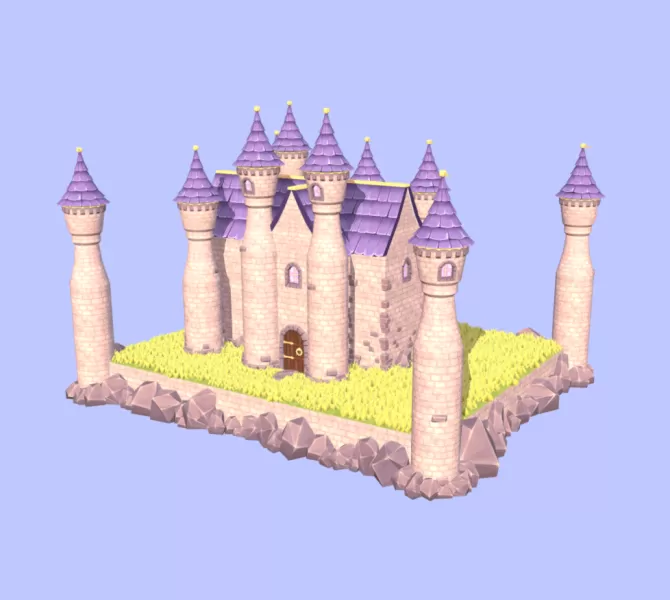 Medieval Fantasy Castle LowPoly - Model preview 1