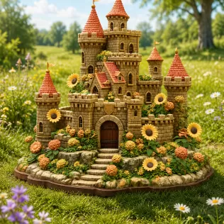 Sunflower Fantasy Castle STL File for 3D Print - Model thumbnail 2