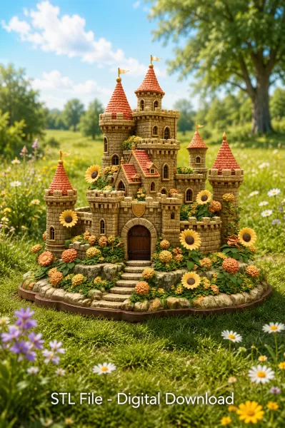 Sunflower Fantasy Castle STL File for 3D Print - Model preview 2