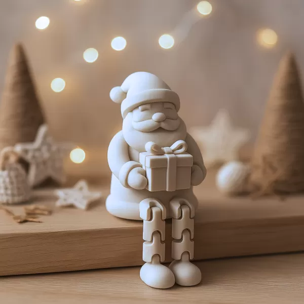 Flexi Santa Claus with Gift | Sitting Christmas Articulated - Model preview 5