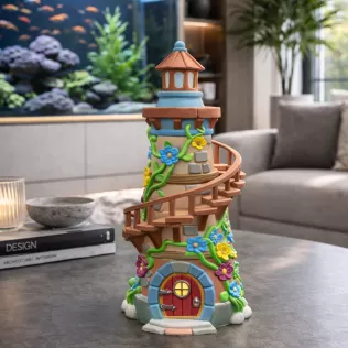 Fantasy Spiral Tower House STL File 3D Printable Fairy Tower - Model thumbnail 2