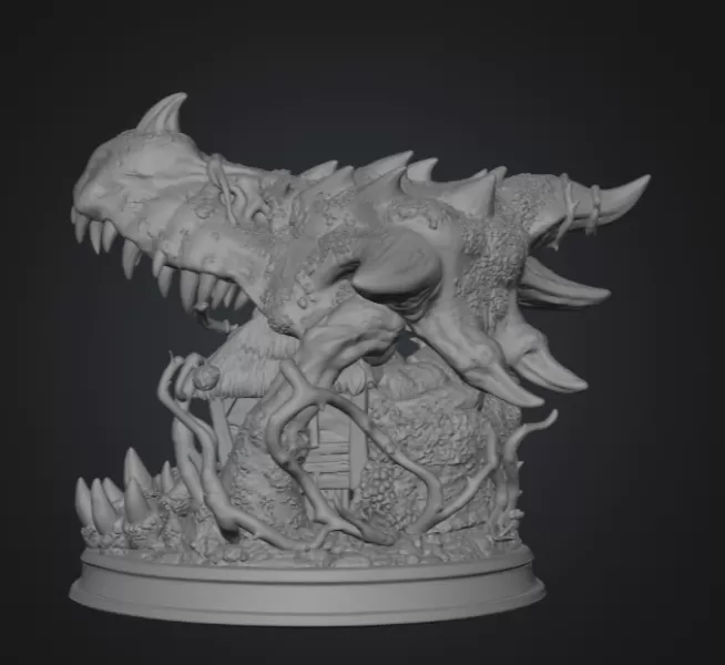 Dragon Skull Cottage STL File for 3D Print - Model preview 10