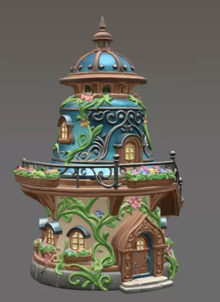 Fantasy Bell Tower House STL File for 3D Print - Model preview 7