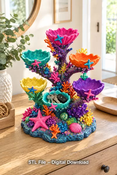 Colorful Coral Reef Tree Organizer STL File for 3D Print - Model preview 4