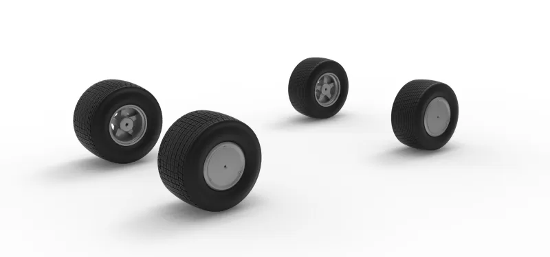 Wheel Set of Vintage Dirt late model Race car V4 Scale 1:25 - Model preview 10