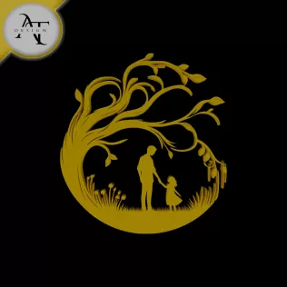 Dad and daughter - Silhouette - 2D Wall Art Decor
