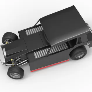 Vintage Dirt Modified stock car V6 while turning Scale 1:25 - Model thumbnail 4