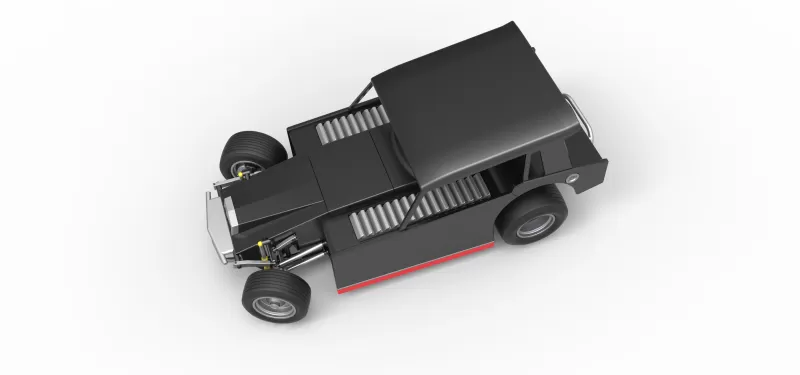 Vintage Dirt Modified stock car V6 while turning Scale 1:25 - Model preview 4