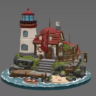 🌊 Lighthouse Harbor House STL File for 3D Print - Model thumbnail 5