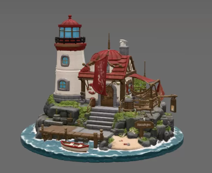 🌊 Lighthouse Harbor House STL File for 3D Print - Model preview 5