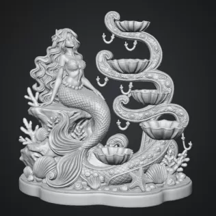 Mermaid Shell Jewelry Organizer STL File for 3D Print - Model thumbnail 14