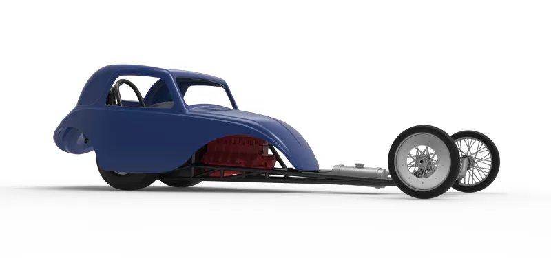 Front engine old school dragster with shell V13 Scale 1:25 - Model preview 25