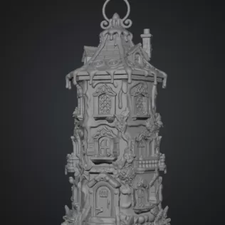 Fantasy Tower Lantern House STL File for 3D Print - Model thumbnail 7