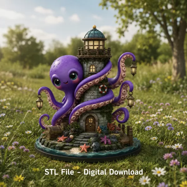 Octopus Lighthouse Keeper STL File for 3D Print - Model preview 1
