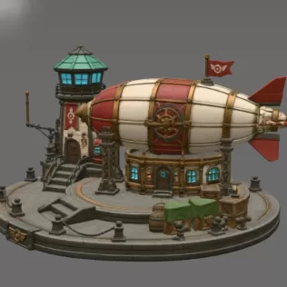 Steampunk Airship Station STL File for 3D Print - Model thumbnail 8