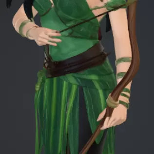 Amazone mit bogen in einem kleid - Model thumbnail 1