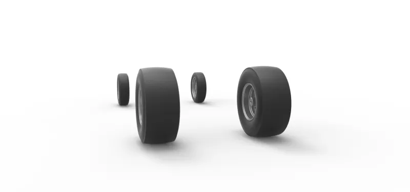 Wheel set of Vintage Front engine dragster V5 Scale 1:25 - Model preview 8