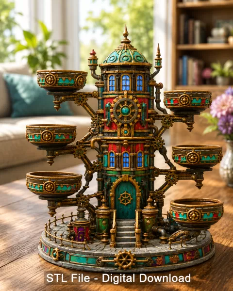 Steampunk Key & Jewelry Organizer STL File for 3D Print - Model preview 4