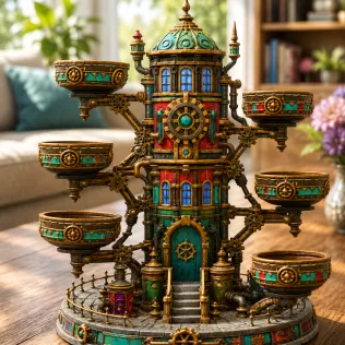 Steampunk Key & Jewelry Organizer STL File for 3D Print - Model thumbnail 4