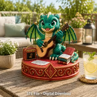 Baby Dragon Bard STL File for 3D Print - Model thumbnail 2