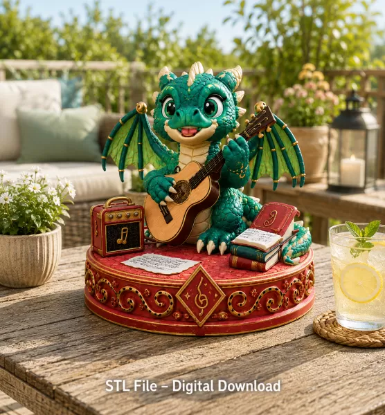 Baby Dragon Bard STL File for 3D Print - Model preview 2