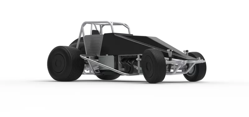 Vintage Dirt Silver Crown Car while turning Scale 1:25 - Model preview 25