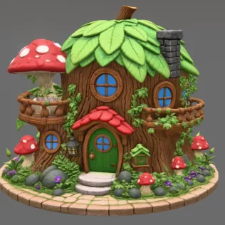 Enchanted Tree House Cottage STL File for 3D Print - Model thumbnail 4