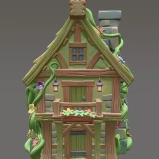 Enchanted Forest Cottage STL File 3D Printable Fantasy House - Model thumbnail 7