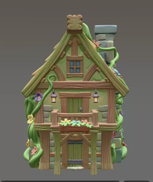 Enchanted Forest Cottage STL File 3D Printable Fantasy House - Model preview 7