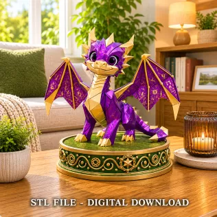 Origami Style Baby Dragon STL File for 3D Print - Model thumbnail 2