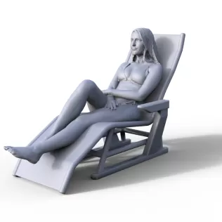 Figure woman in deck chair for ship model