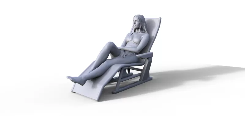 Figure woman in deck chair for ship model - Model preview 1