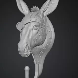 STL File Description — Steampunk Donkey Head Wall Hook - Model thumbnail 2