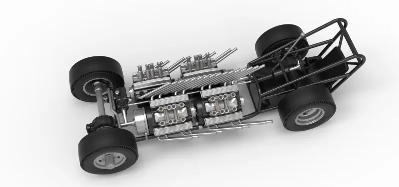 Vintage AWD Dragster Base Version 2 Scale 1:25 - Model preview 4