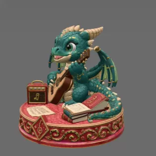 Baby Dragon Bard STL File for 3D Print - Model thumbnail 3