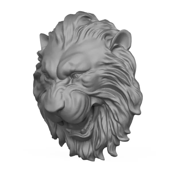 3D Printable Wild Lion Head Statue - Model preview 2