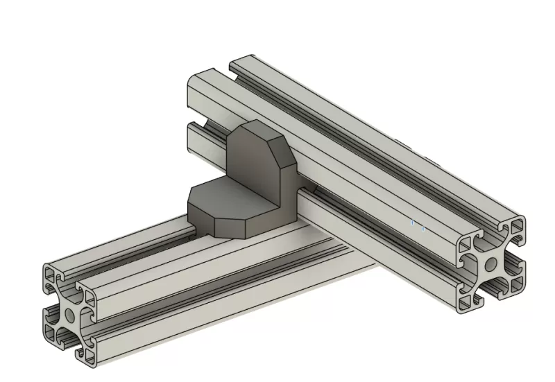 Sliding connector of two aluminum construction profiles 40x40 - Model preview 2